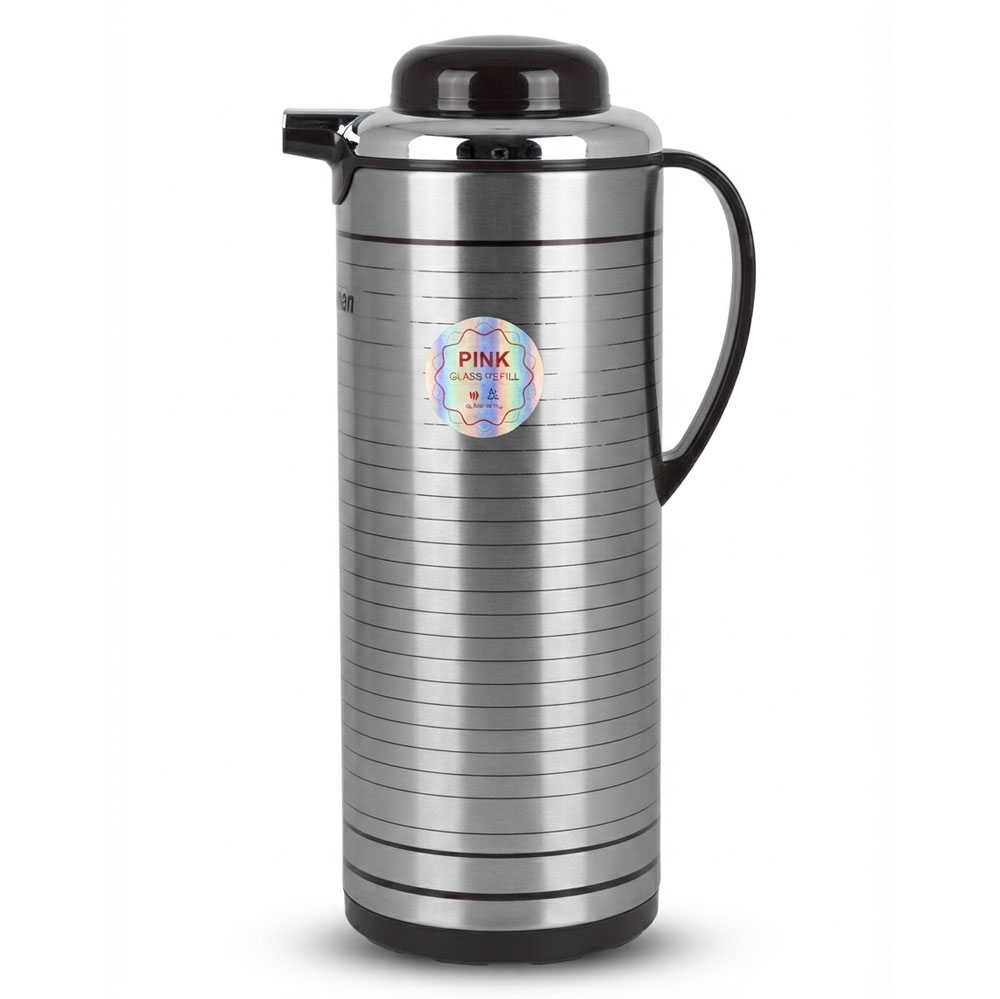 فلاسک استیل مشکی برند ماکسیمان کد L107  (شیشه صورتی )